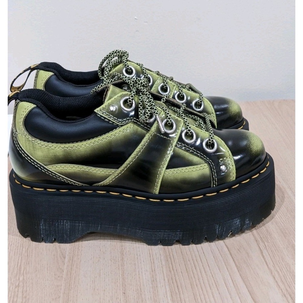 Dr. Martens Womens  5-Eye Max Distressed Platform Shoes Green/Black Sz 7 Festive - Picture 10 of 12